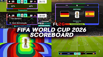 [HI] पीईएस 2021 और फुटबॉल लाइफ 2026 - फीफा विश्व कप 2026 स्कोरबोर्ड अवधारणा